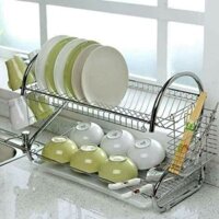 KỆ ÚP BÁT ĐĨA INOX 2 TẦNG CÓ ỐNG CẮM ĐŨA TIỆN LỢI