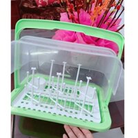 Kệ Úp Bình Sữa Có Nắp Đậy, Có Khay Thoát Nước An Toàn Cho Bé