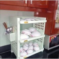Kệ úp chén, bát 3 tầng nhựa Việt Nhật. Kích thước kệ: 48cm x 33cm x 59cm. Hàng cao cấp.