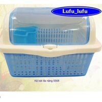 Kệ Úp Chén Bát Có Nắp Đậy 1 Tầng- Có Lỗ Thoát Nước Nhựa Việt Nhật - Nắp Đậy Chống Bụi Bặm Cao Cấp