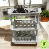 Kệ úp chén bát ráo nước 2 tầng, 3 tầng nhựa Việt Nhật, Giá úp bát đĩa, kèm khay hứng nước