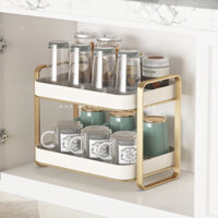 Kệ úp chén cốc, khay úp chén, kệ gia vị 2 tầng đa năng cao cấp có khay thoát nước, phong cách sang trọng