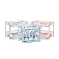 Kệ úp chén đĩa 2 tầng nhựa VIỆT NHẬT 5595-2 - Khe cắm dĩa, khay đựng nước thừa