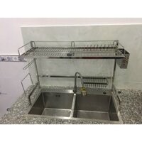 Kệ úp chén dia chân đứng để trên chậu rửa inox  304 bóng chân vuông láp mặt sàn dày 4ly