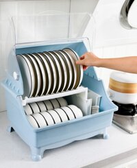 Kệ úp chén dĩa có nắp đậy nhựa cao cấp 006