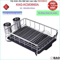 Kệ úp chén dĩa đa năng Inox Bảo KAG-KCM3660A, giá đựng bát đĩa đặt bàn SUS304 dập đặc cao cấp 60cm kèm 2 ống đũa siêu bề