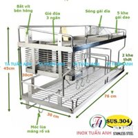 Kệ úp chén dĩa inox 304, kệ để bát đĩa dao thớt đũa đa năng bắt hông tủ 30x76cm DN3076