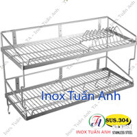 Kệ úp chén dĩa inox 304 - Kệ chén bát 2 tầng treo tường TAKC2T50120