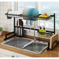 Kệ úp chén đứng thông minh - không khoan tường- Có thể sếp gọn - Thép không rỉ Phủ Nano đen