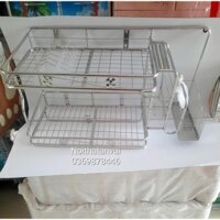 Kệ úp chén inox treo tường 2 tầng