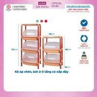 Kệ úp chén, kệ chén,kệ úp bát đĩa nhiều tầng có nắp đậy nhựa Việt Nhật(MS-5552)