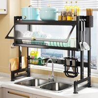 Kệ Úp Chén Nắp Trượt,Tủ Để Chén Đĩa Trên Bồn Rửa, Kệ Tủ Để Chén Đĩa Đa Năng, Kệ Đựng Chén Bát Có Nắp Đậy Thế Hệ Mới
