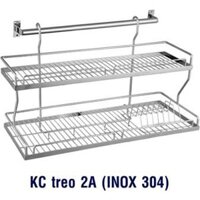 kệ úp chén treo móc 2 tầng cao cấp inox304, kèm cây treo