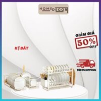 Kệ úp chén và bát đĩa 2 tầng thông minh có khay thoát nước, giá úp bát bằng thép carbon chống gỉ