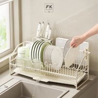 Kệ úp chén và bát đĩa thông minh có khay, giá úp bát và để đĩa chén thép carbon chống gỉ