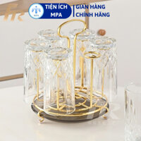 Kệ úp cốc, kệ úp ly khoen tròn vàng sang trọng hình tròn