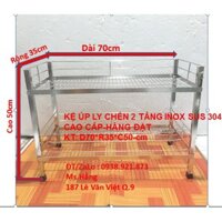 KỆ ÚP LY CHÉN 2 TẦNG INOX SUS 304 CAO CẤP-KT: D70*R35*C50-KLA2T-3570I3-HĐ-AH-Â TÔ