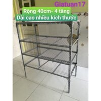 Kệ V lỗ 4 tầng (rộng 40cm) (dạng vỉ lưới sắt) (dài ,cao nhiều kích thước)