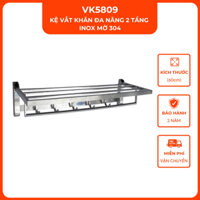 Kệ vắt khăn đa năng 2 tầng inox mờ 304 VINA VK5809 size 60cm