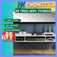 Kệ wifi treo tường 2 tầng không cần khoan để đầu thu kỹ thuật số, remote, máy chiếu, điện thoại, 2 ngăn - ICO HOME
