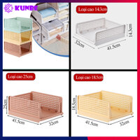 Kệ Xếp Chia Ngăn Kéo Tủ Quần Áo KUNBE Đựng Đồ Đa Năng Gấp Gọn Thông Minh - Cao 25cm - Trắng