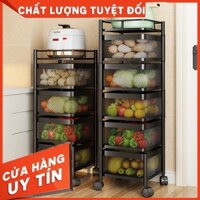 Kệ xoay đa năng đựng rau củ quả di động. Kệ bếp xoay 360 Có Bánh Xe Di Chuyển