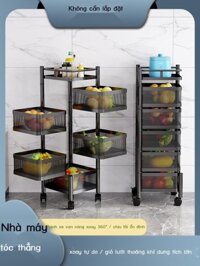 Kệ xoay nhà bếp hộp đựng đồ ăn vặt nhiều tầng để sàn gia dụng đồ chơi phòng khách giỏ rau củ quả gi