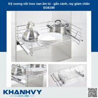 Kệ xoong nồi inox nan âm tủ - gắn cánh, ray giảm chấn Eurogold EG6190