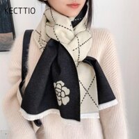 Kecttio Lưới Camellia Ấm Khăn Choàng Quấn, Mùa Thu Đông Chăn Cashmere Khăn Choàng, Dài Pashmina Hijab Dày Sang Trọng Khăn