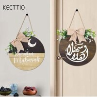 Kecttio Ramadan Thẻ Gỗ, Vòng Hoa Cửa Treo Bằng Gỗ, Chữ Tròn Nơ Treo Biển Hiệu Trang Trí Nhà