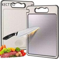 Kecttio Tấm cắt thép không gỉ hai mặt, chống trầy xước, chống trượt Dễ dàng làm sạch Tiện ích nhà bếp bằng rơm lúa mì