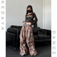 [KeDaYa] Hàng có sẵn, áo cánh bướm, quần yếm kẻ caro in chữ màu trắng, xích eo tua rua kim loại màu bạc, trang phục khiêu vũ cho trẻ em, quần áo phong cách Hàn Quốc cho nữ, Y2K OOTD