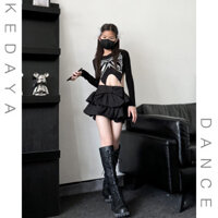 [KeDaYa] Hàng có sẵn, áo thun dài tay hở bụng, váy xòe nơ, quần áo khiêu vũ jazz nhóm nữ, trang phục du lịch tốt nghiệp cho trẻ em, Y2K, OOTD, các cô gái hợp thời trang