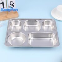 [Keepfun] Đĩa ăn tối phân vùng bằng thép không gỉ Khay ăn trưa và ăn tối với 5 ngăn Hộp đựng cơm trưa chia cho học sinh dành cho trẻ em [Mới]