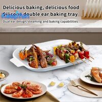 [Keepfun] Khay xông khói lò vi sóng có nắp, Khay xông khói vi sóng hình chữ nhật có 2 tay cầm, Nồi có rãnh chịu nhiệt cho gia đình [Mới]