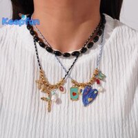 [Keepfun] Vòng cổ chữ thập Zircon mới INS Vòng cổ đá tự nhiên Hip Hop Thép không gỉ Love Tarot Trang sức dành cho nữ Cô gái [Mới]