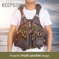 Keepgoing 3 màu ngoài trời đa chức năng Unisex Người lớn Áo phao cứu sinh ghi lê có túi