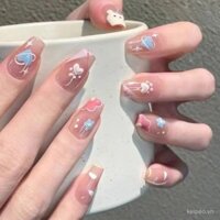 Keipeo. ✨ Nhận phiếu giảm giá, móng tay handmade có thể đeo, dễ thương, ngọt ngào, móng tay vẽ hoa gấu, móng tay trong suốt, phong cách Ins, móng tay nghệ thuật có thể tháo rời, móng tay dán, móng tay handmade YBOL