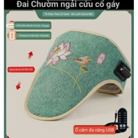(Kèm 2 lõi) Đai chườm ngải cứu bằng điện,đai mát xa cổ gáy