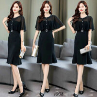 [Kèm ảnh thật] Đầm công sở áo voan tay cánh tiên M-2XL