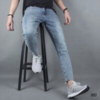 KÈM ẢNH THẬT Quần Jean Skinny Nam Màu Xanh Cắt Gấu Cao Cấp From Dáng Ôm Nhẹ Trẻ Trung Năng Động mã 897