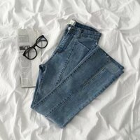 [KÈM ẢNH THẬT] Quần jeans xẻ gấu lệch cạp cao ulzzang Hàn Quốc