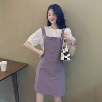 [KÈM ẢNH THẬT] yếm váy kaki màu tím xinh xắn ulzzang hàn quốc
