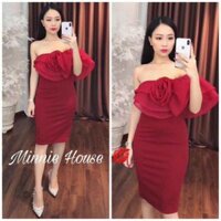 (KÈM ẢNH THẬT)Đầm body cúp phối lưới kết hoa sang chảnh