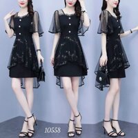 [Kèm ảnh thật]🍒Đầm xoè phối lưới ánh kim tuyến MLXL2XL