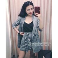 (KÈM ẢNH THẬT)Sét áo vest + chân váy viền kèm áo cúp siêu sang