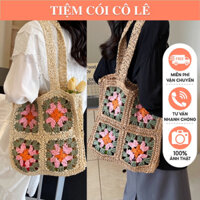 (Kèm ảnh thật)Túi cói giỏ cói đan hoa size 40 có khoá kéo đi biển hè 2024-Tiệm Cói Cô ật