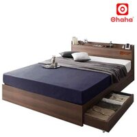 Kèm Ảnh Thực Tế - Miễn phí vận chuyển &amp; Lắp đặt GIƯỜNG NGỦ GỖ CÔNG NGHIỆP CAO CẤP OHAHA-002 - 1m2x2m - Nâu gỗ