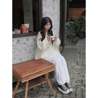 (Kèm áo ống) Áo babydoll voan mỏng form rộng tay bồng, áo cổ V áo dài tay trơn nhiều màu Salavi N2 014