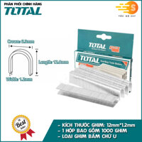 Kềm bấm ghim đa năng 3in1 có kèm đinh TOTAL THT31143 - kìm bấm đinh, ghim chữ u, ghim thẳng, có kèm sẵn 3 loại đinh - GHIM U 12MM